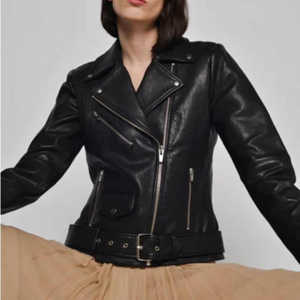 Veda Jayne Black Leather Moto Jacket